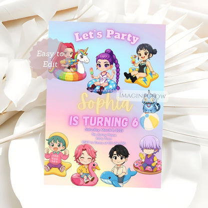 huntrix anime birthday invite
