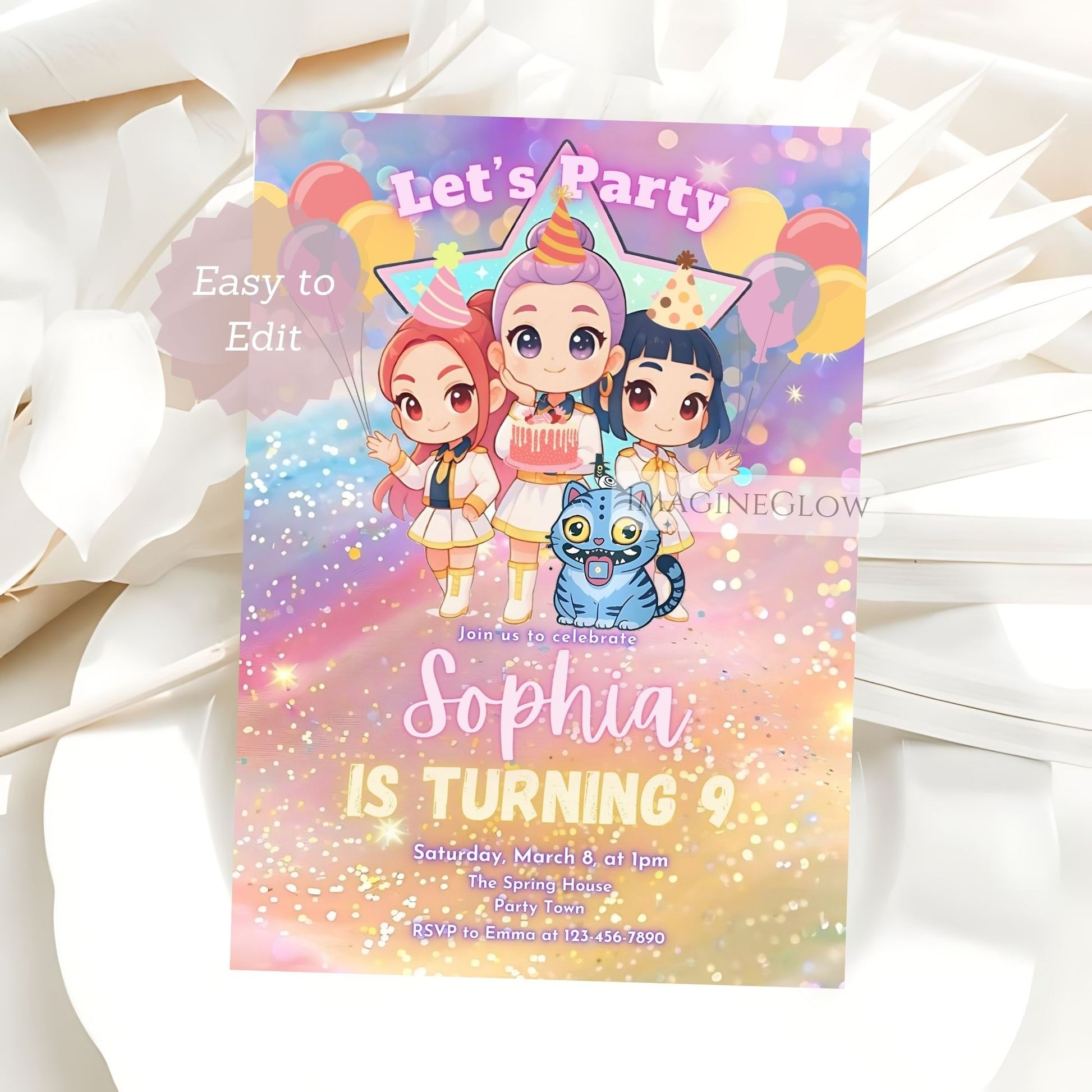 huntrix anime party invite
