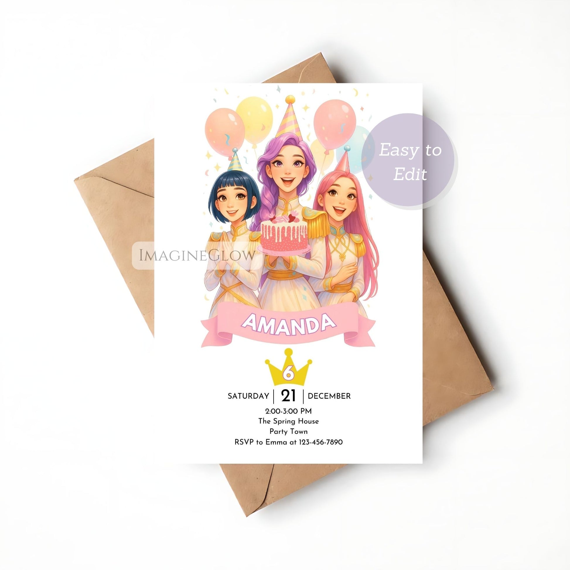 anime birthday invite for girls
kpop anime birthday invitation
