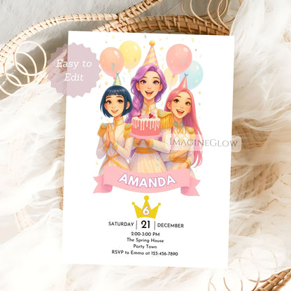 kpop demon hunters party card
anime girl birthday invitation