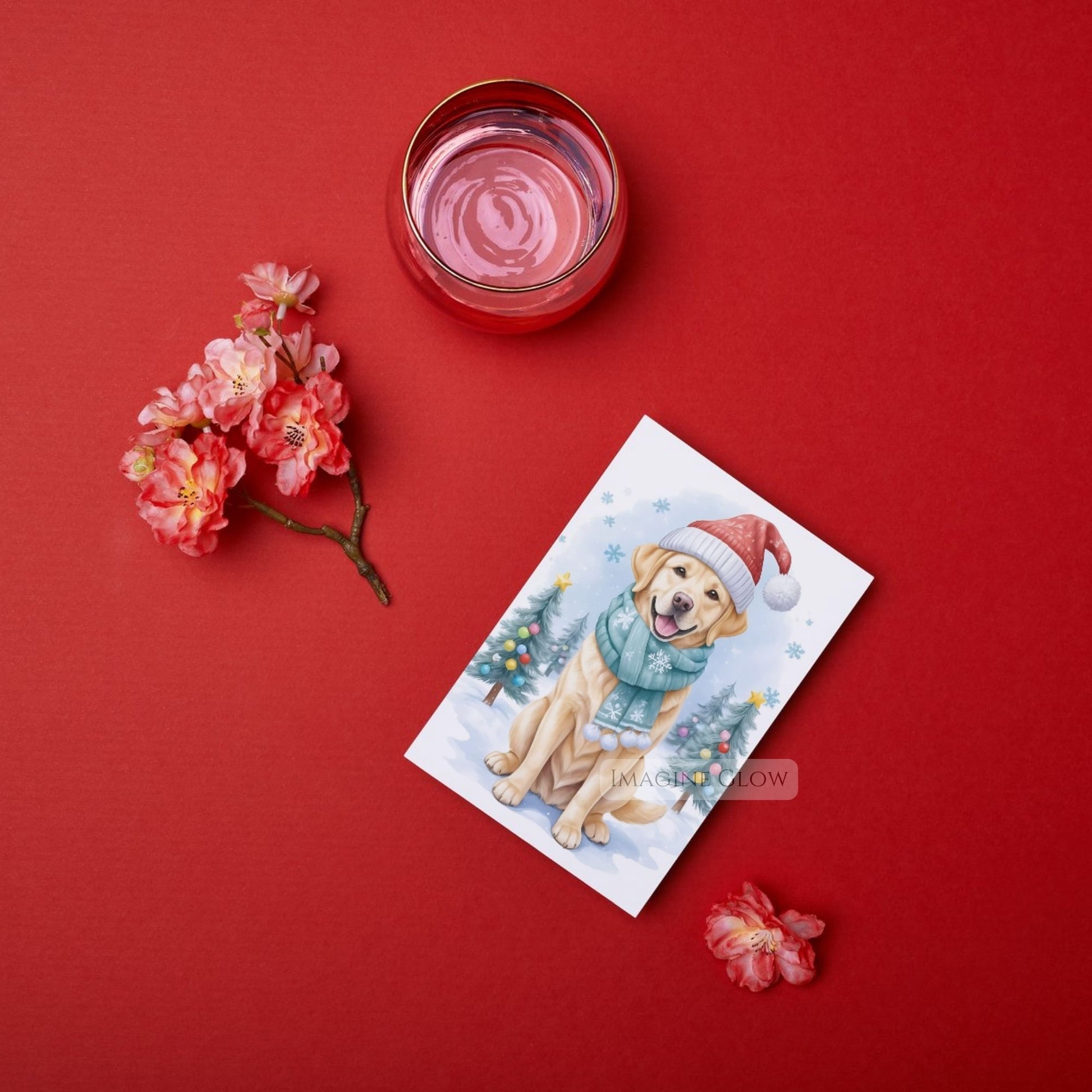 happy holidays labrador retriever dog card
digital labrador christmas card for pet lovers
