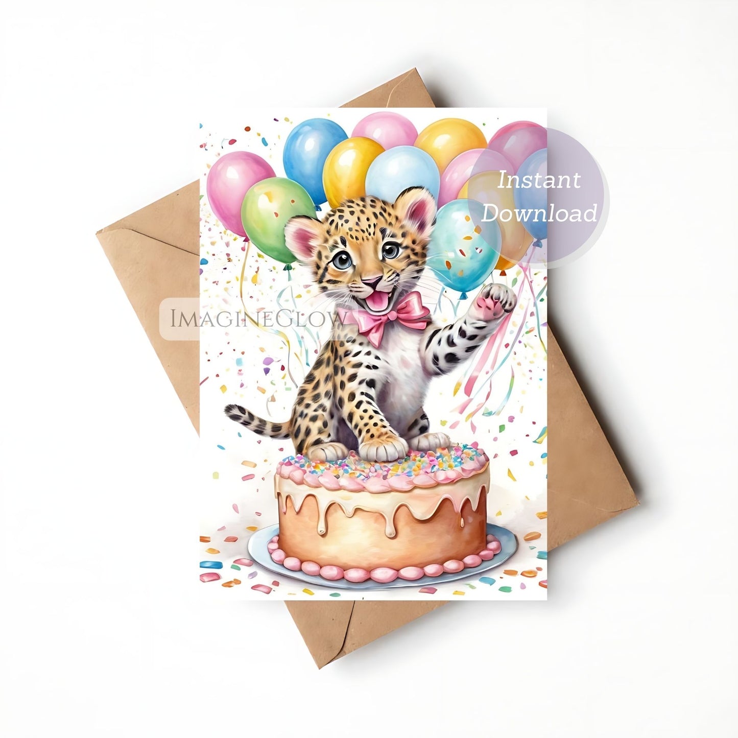 Digital leopard birthday card for her
Animal birthday card for girl celebration
