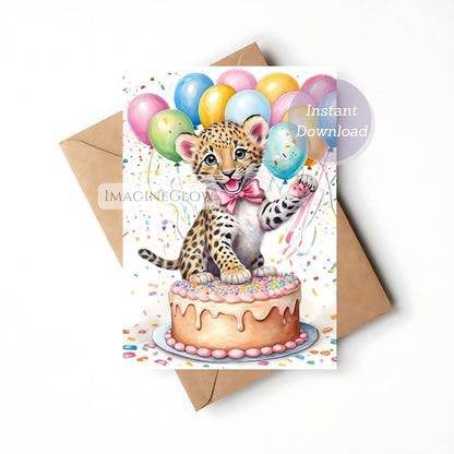 Digital leopard birthday card for her
Animal birthday card for girl celebration
