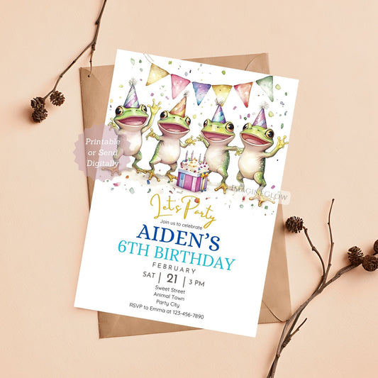 Frog Birthday Invitation for kids
Cute green frog party invite
