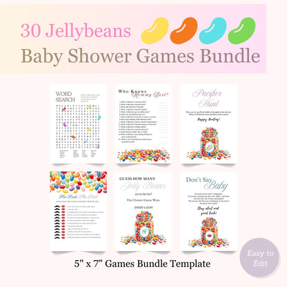 Fun and colorful baby shower games with a jellybean theme.

