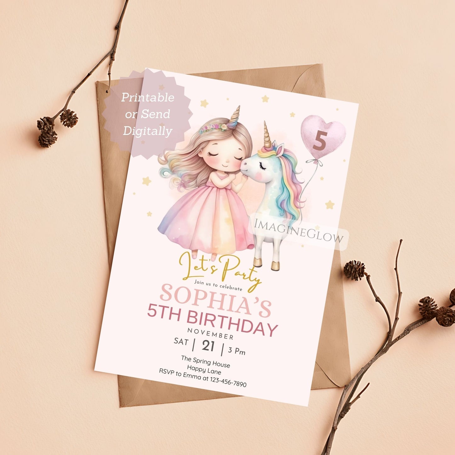 fantasy unicorn birthday invitation
