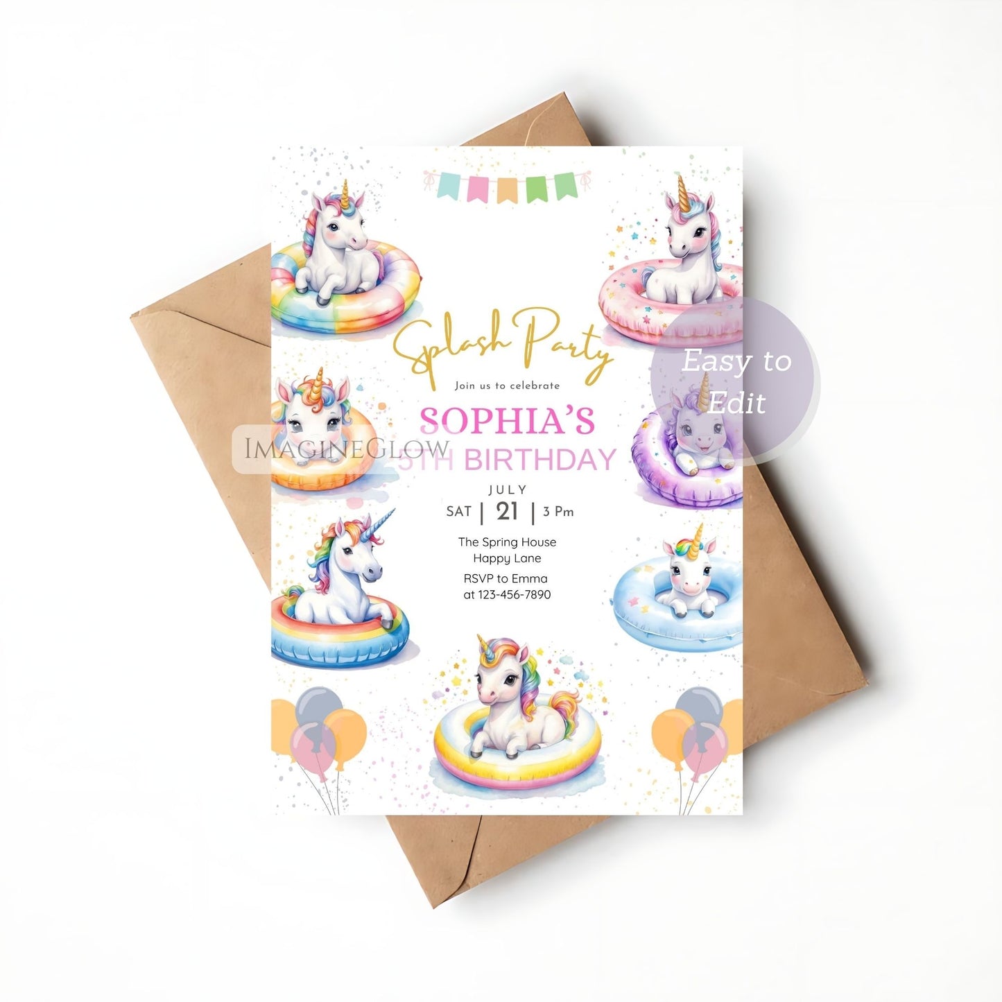 magical unicorn birthday card
