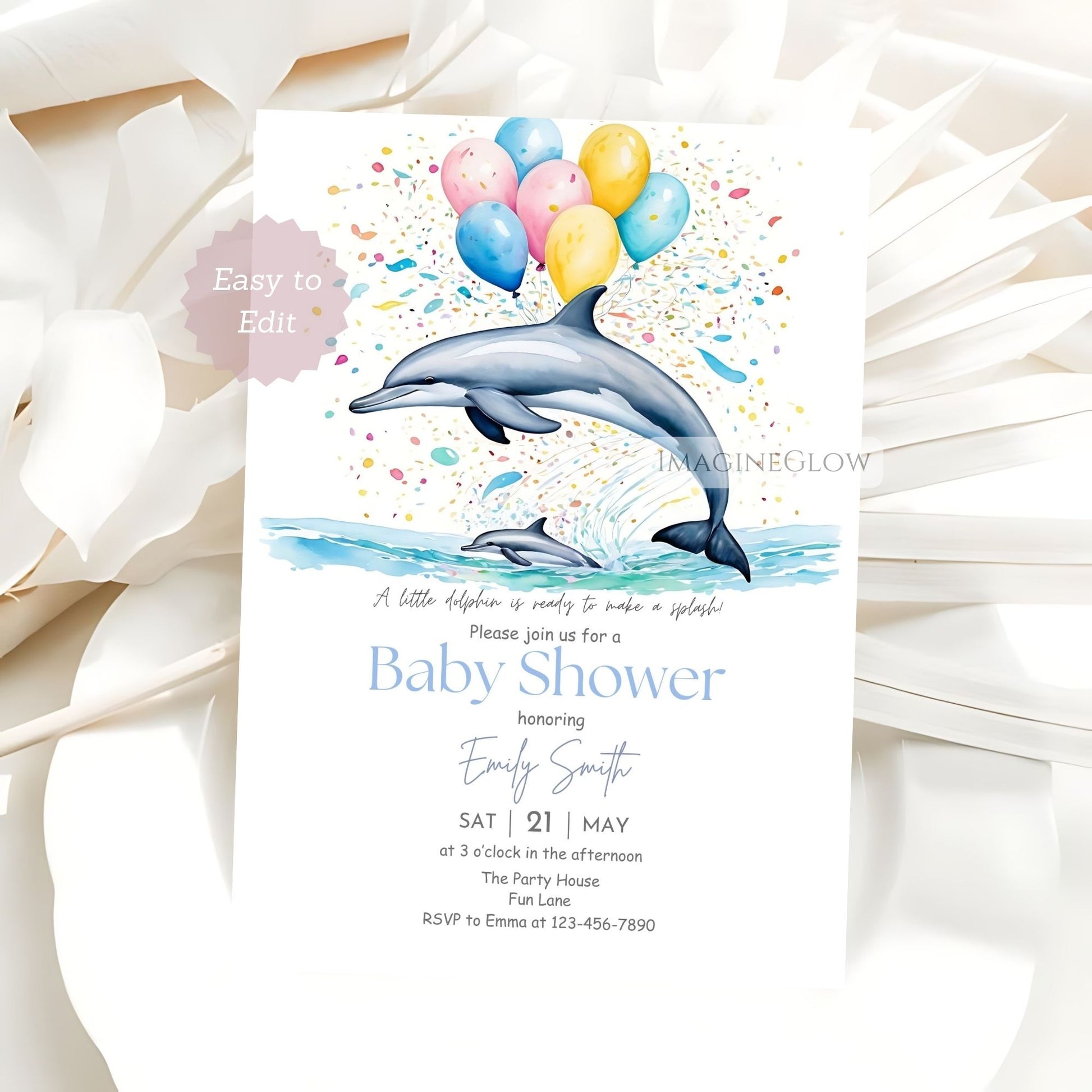dolphin ocean theme baby shower card
under the sea baby shower invite
