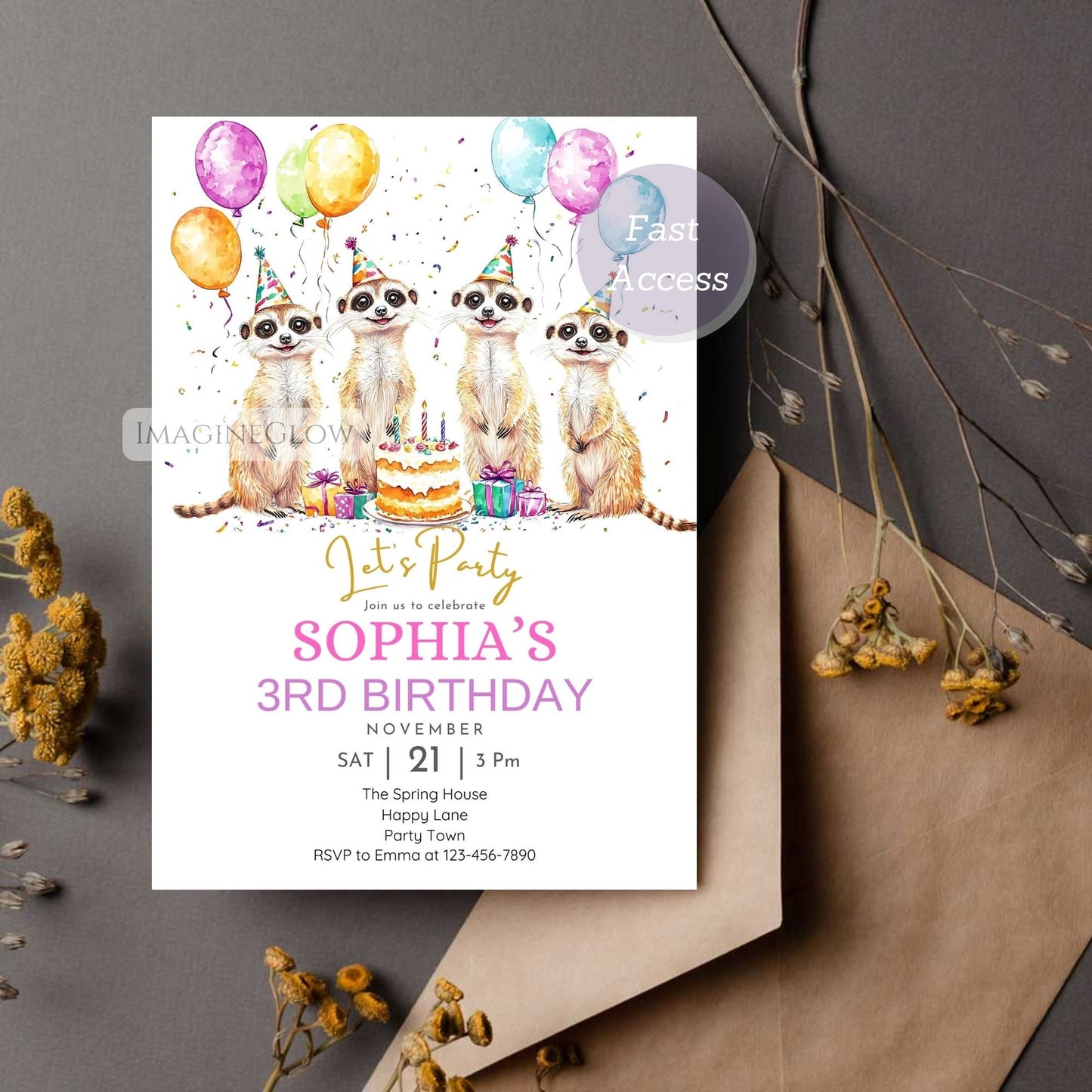 Customizable meerkat desert animal birthday card
