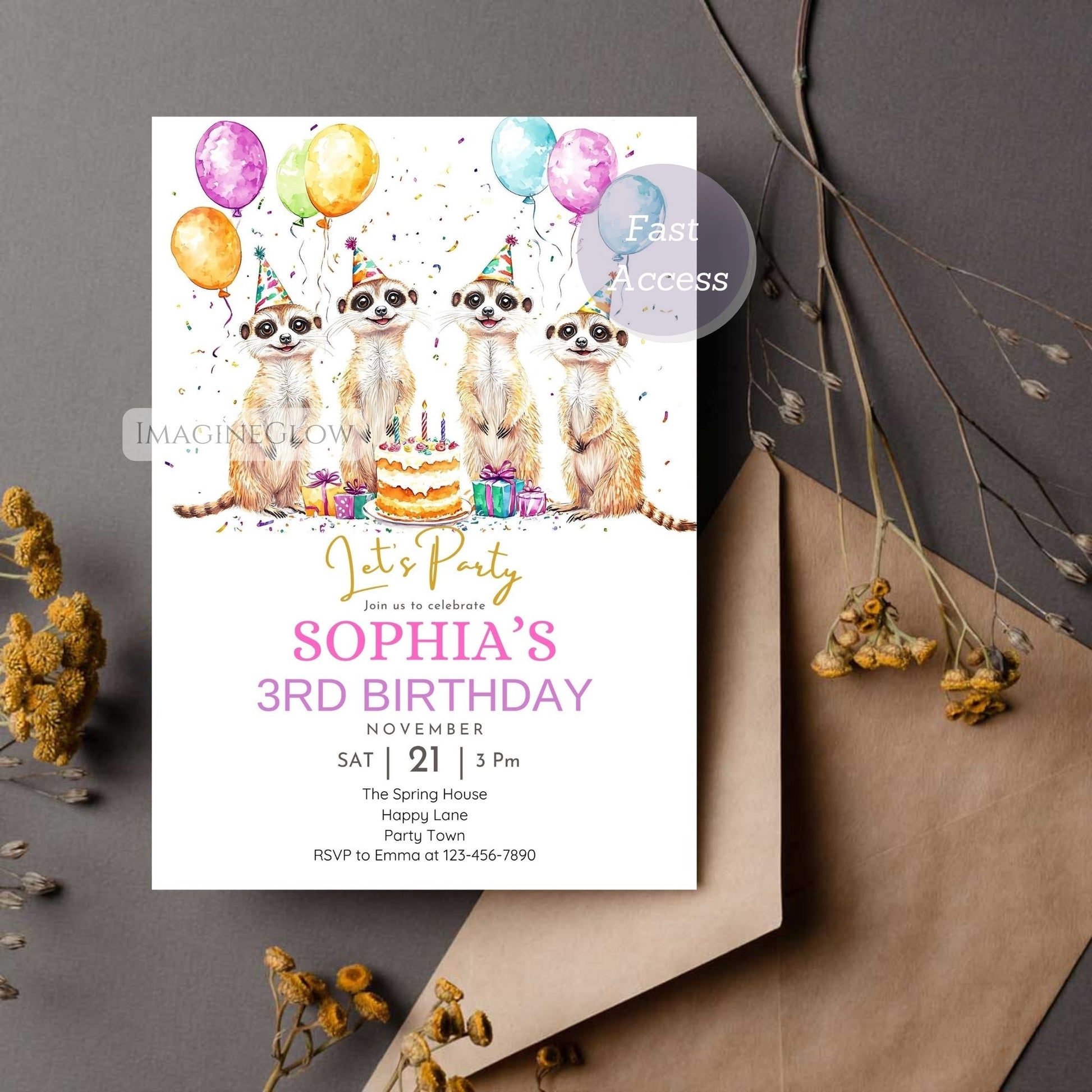Customizable meerkat desert animal birthday card
