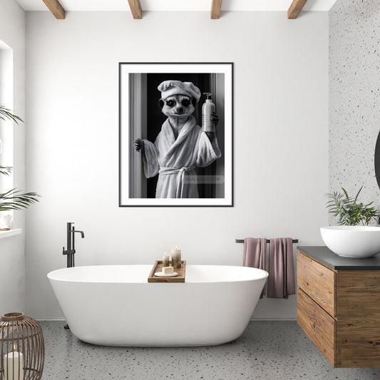 Black-and-white meerkat wall decor
