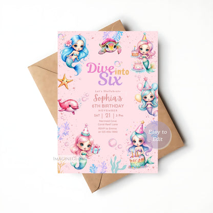 Customizable sea-themed birthday invitation
