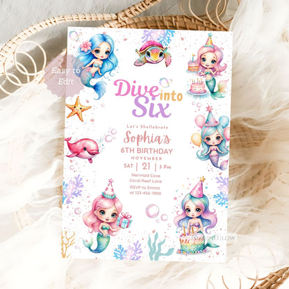 Mermaid birthday invitation any age
