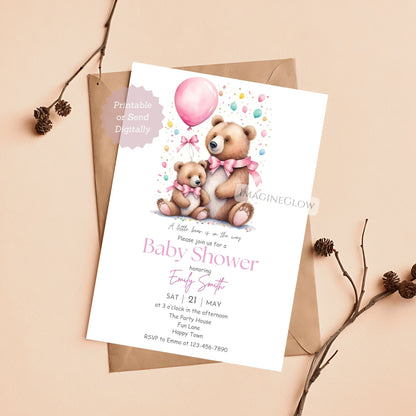 woodland bear baby shower girl

