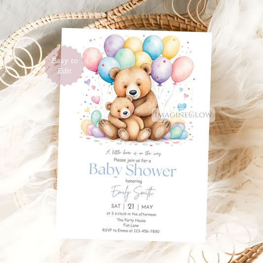 bear baby shower invitation
mom and baby bear baby shower
