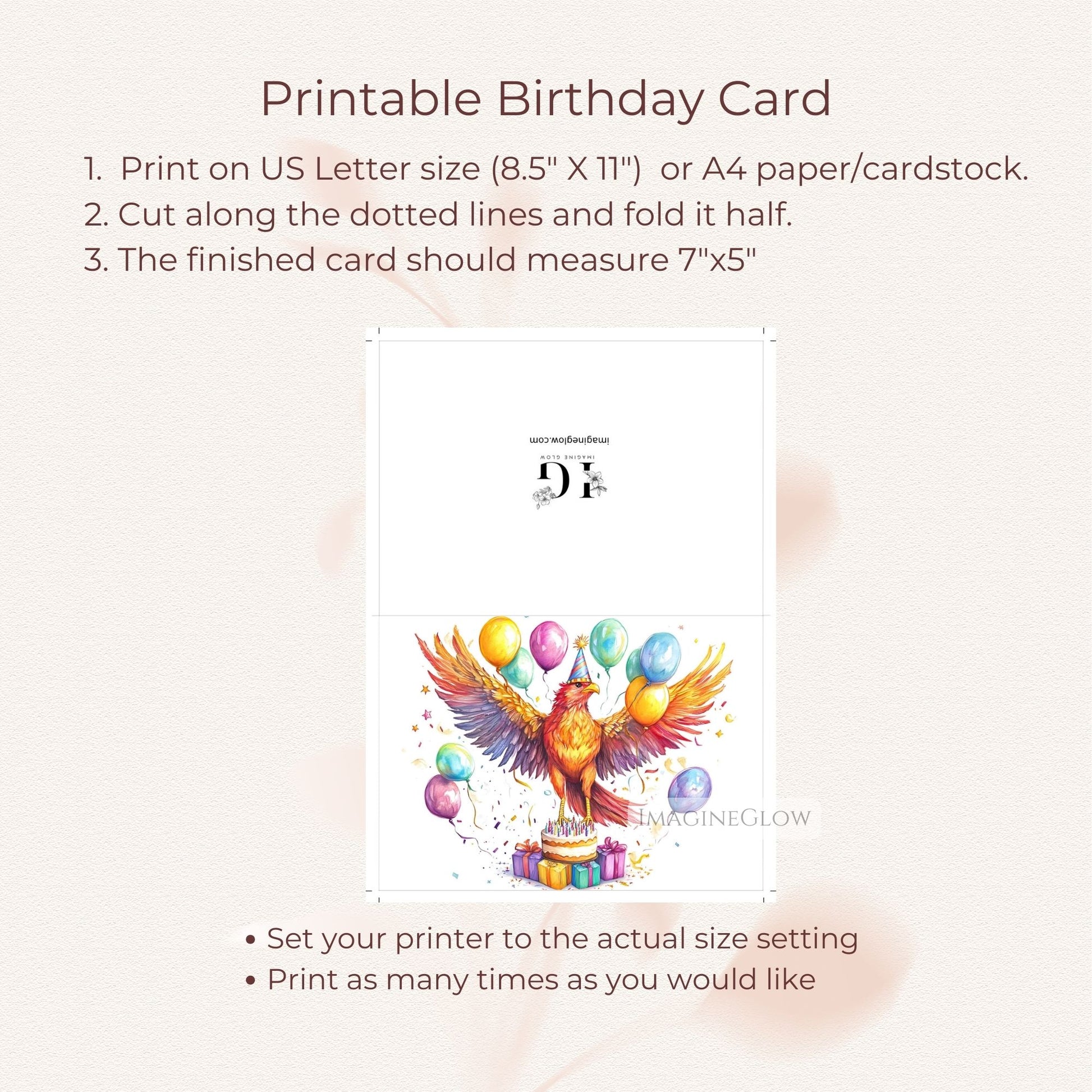 Birthday Card for Fantasy Lovers
Colorful Phoenix Birthday Card
Unique Mythical Creature Card
Adult and Kids Phoenix Card