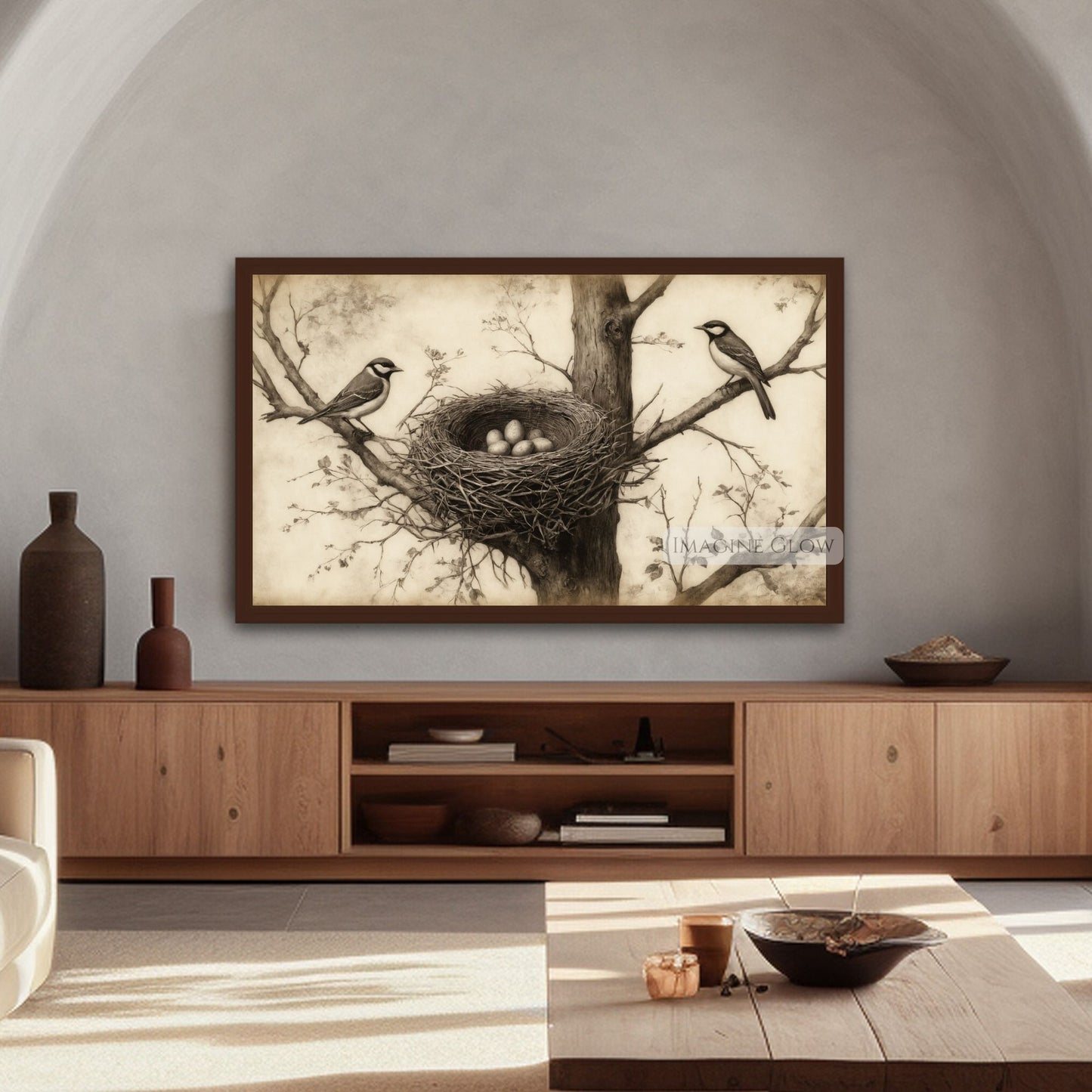 High-resolution digital bird nest painting for Frame TVs
