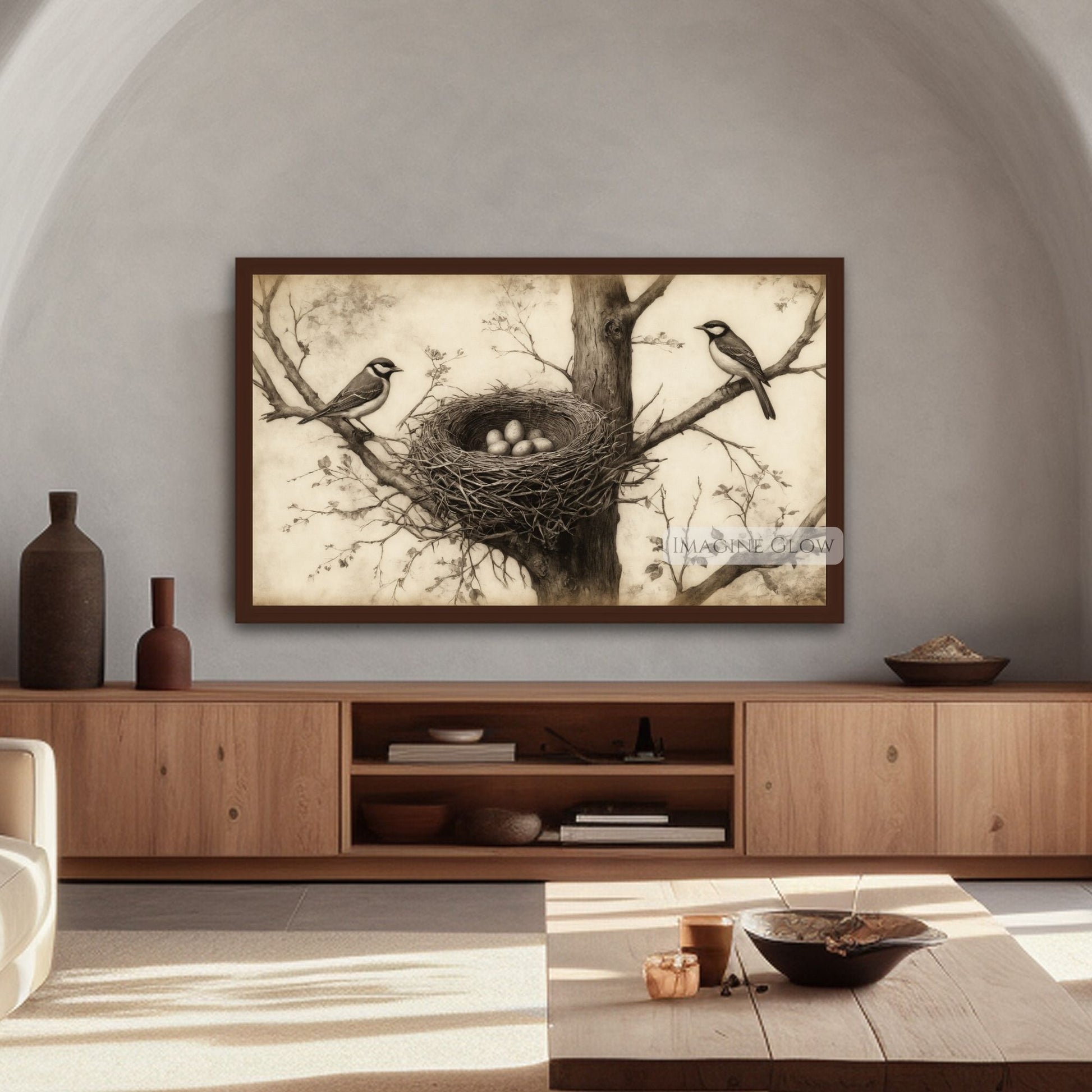 High-resolution digital bird nest painting for Frame TVs
