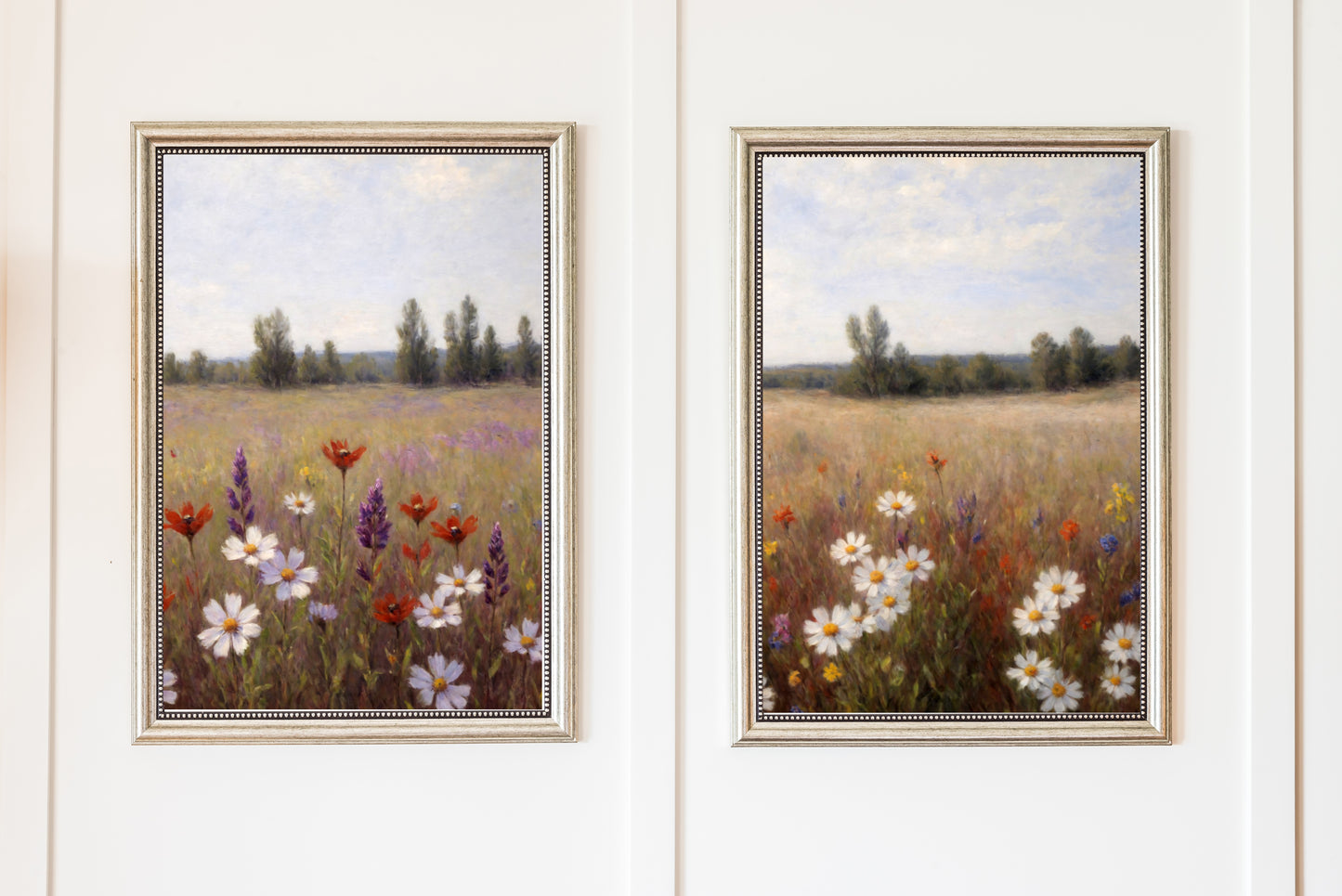 Soft-toned wildflower painting for country-style decor