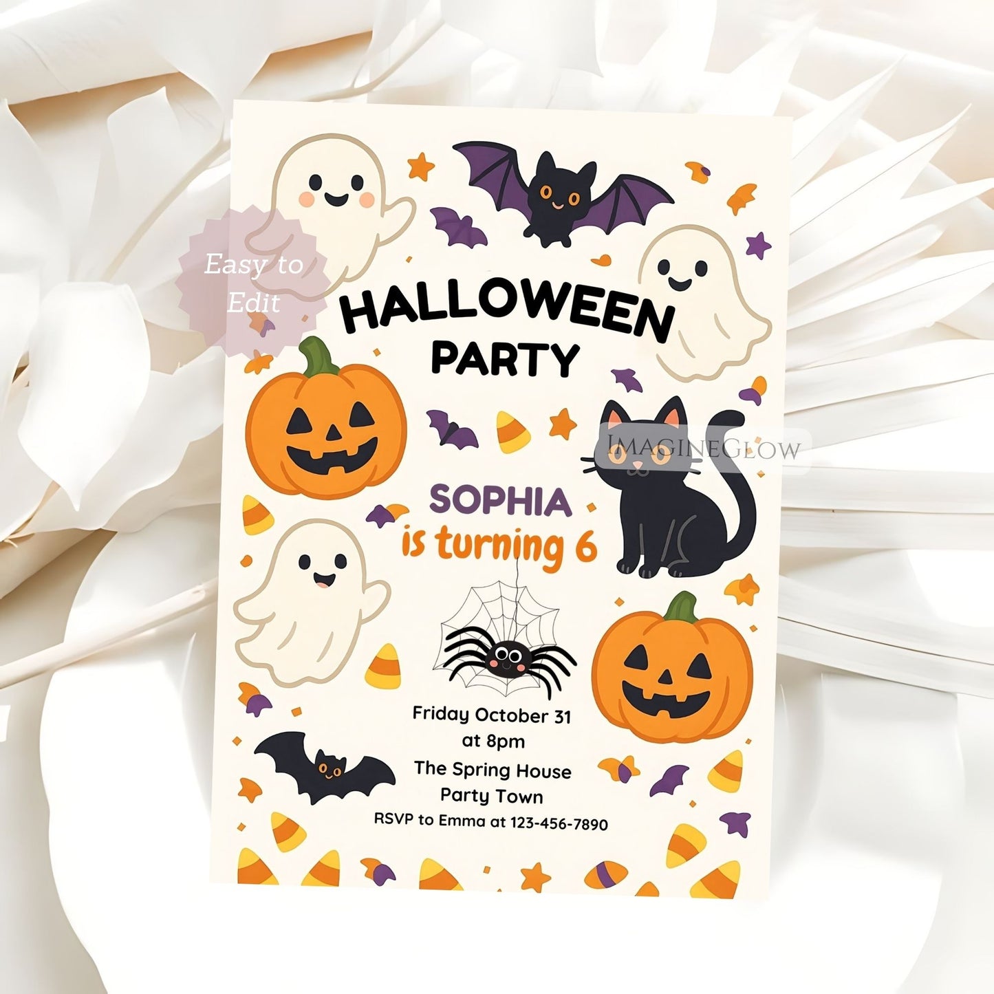 non scary halloween party card
halloween birthday for little kids
