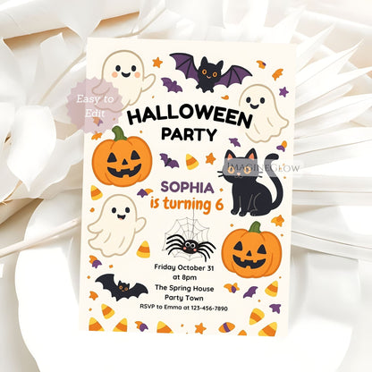 non scary halloween party card
halloween birthday for little kids
