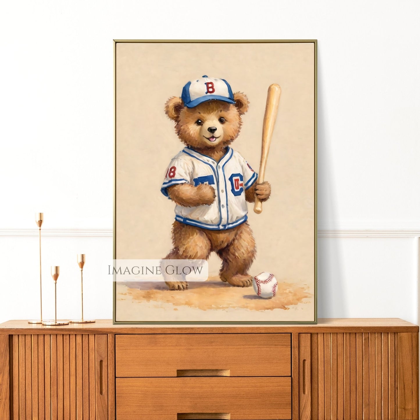 vintage sports nursery printable art
bear baseball kids room decor printable
