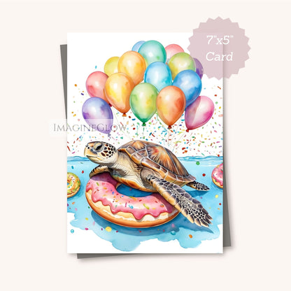 Underwater turtle birthday design
Turtle birthday card for kids
