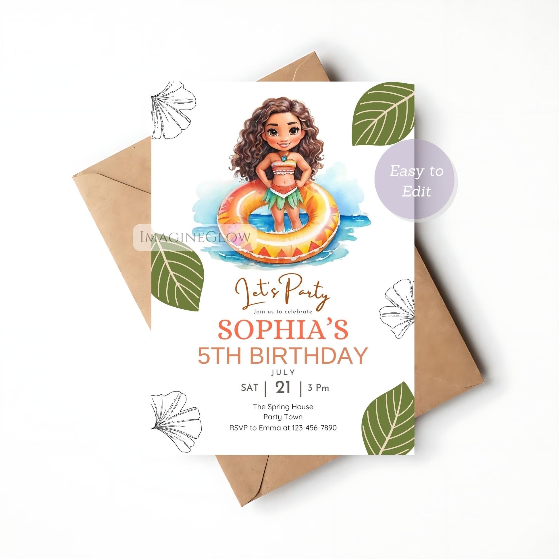 printable luau swim invite
