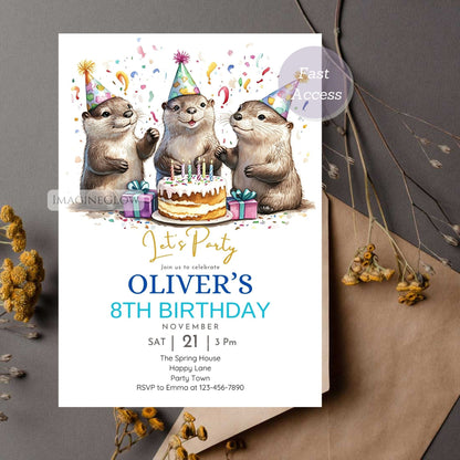 Custom Otter Party Invite - Instant Download
