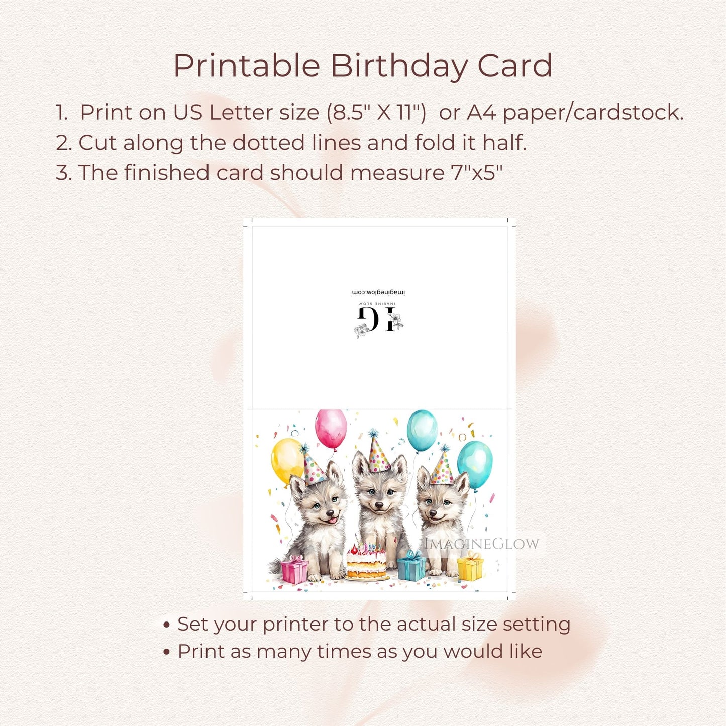 outdoor theme birthday card
wild wolf printable card