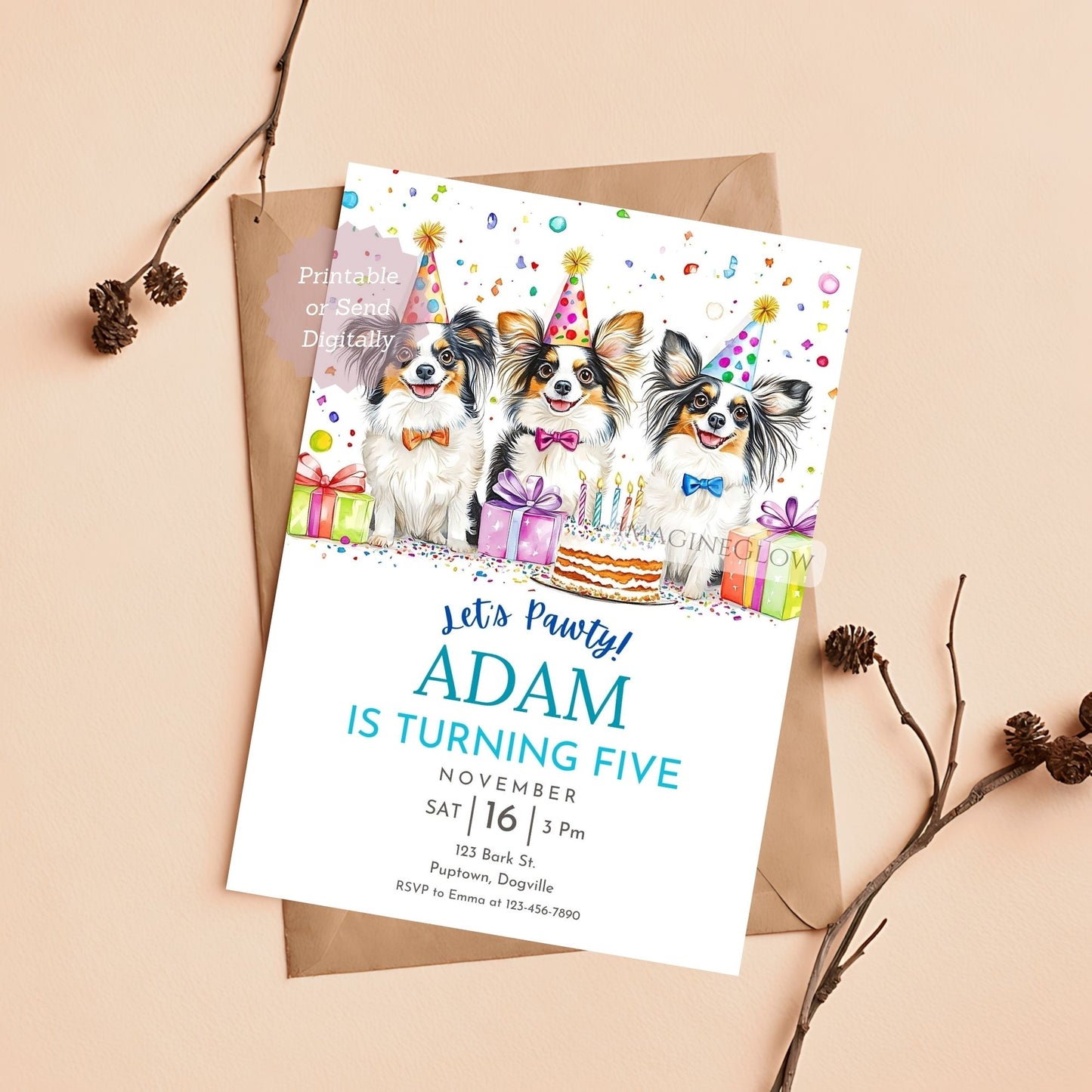 printable papillon birthday card
