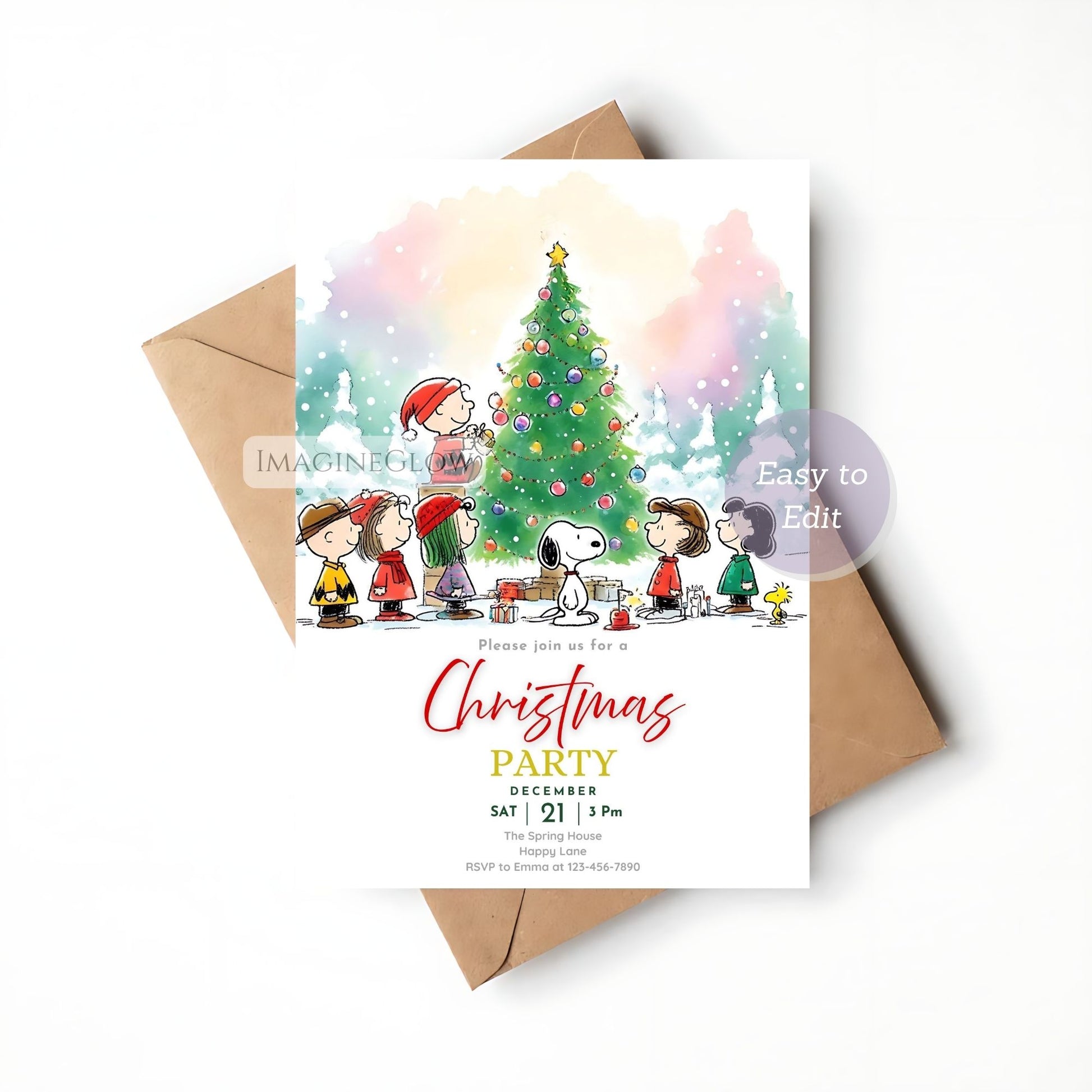 festive snoopy holiday invitation
kids snoopy christmas invite
