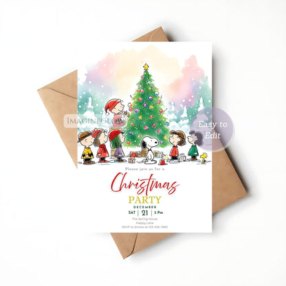 festive snoopy holiday invitation
kids snoopy christmas invite
