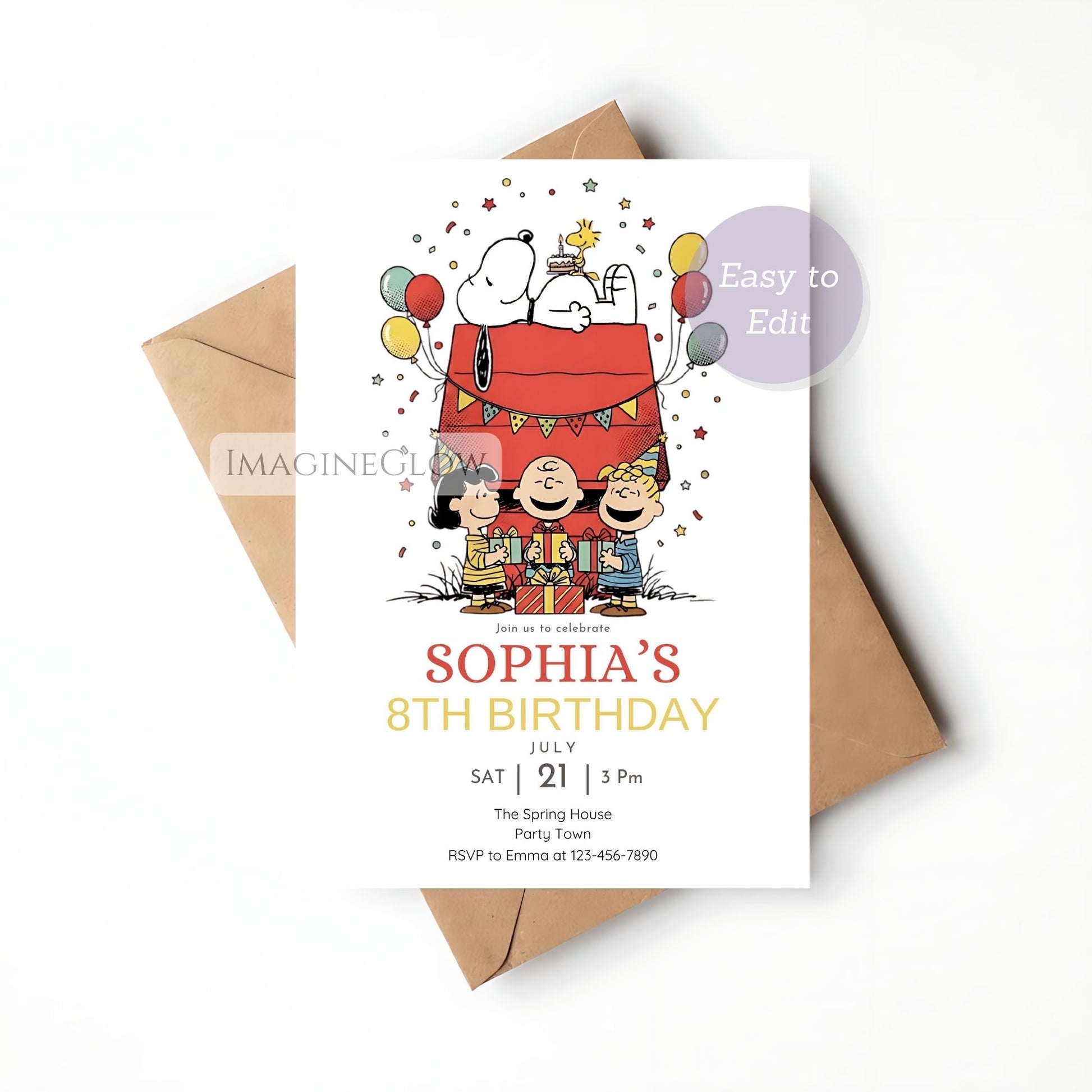 retro peanuts birthday party invite printable
