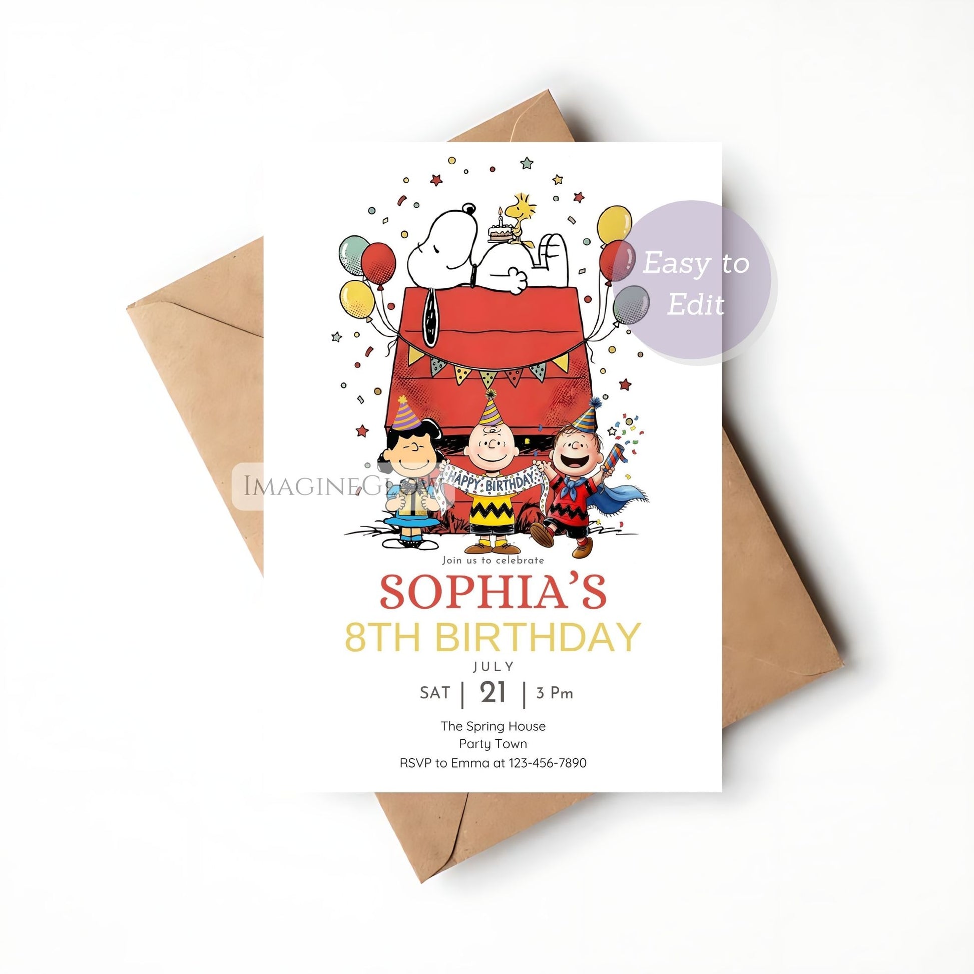 printable peanuts party invitation
