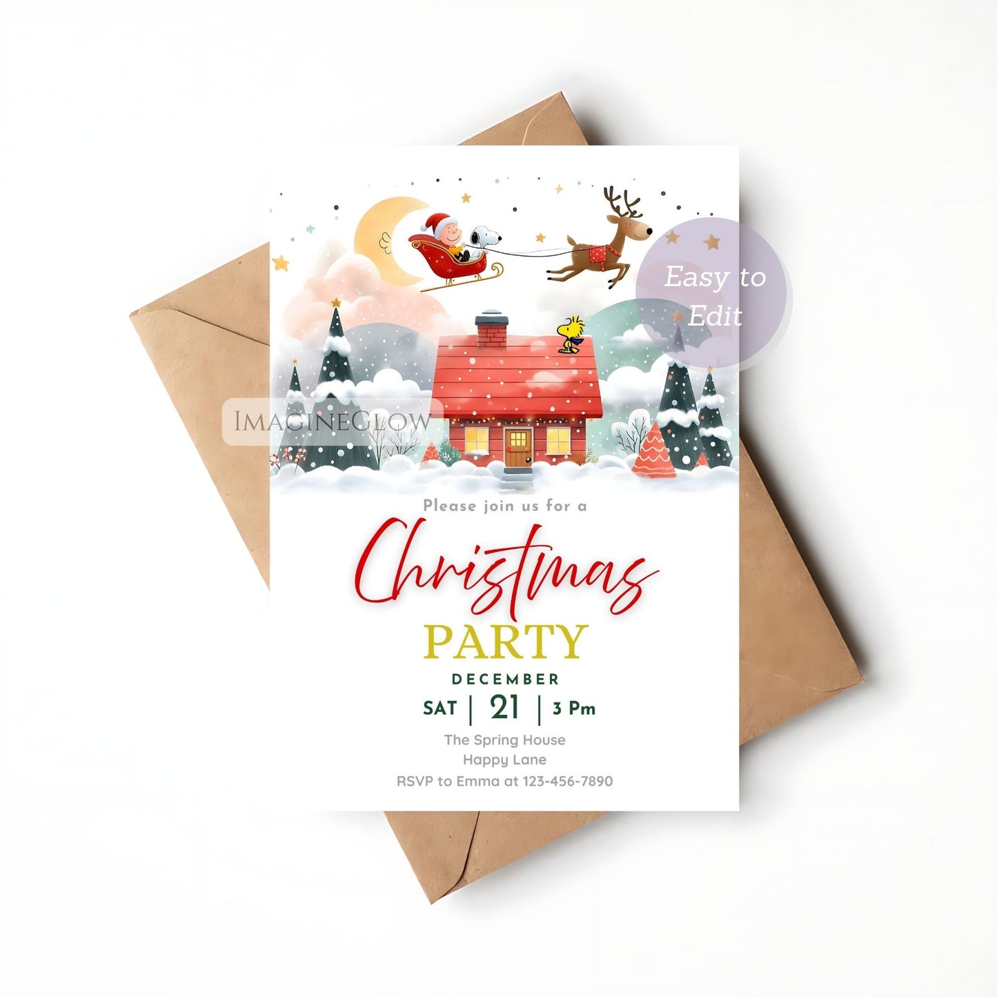 snoopy christmas invitation printable
