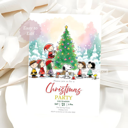 printable snoopy christmas party invitation
