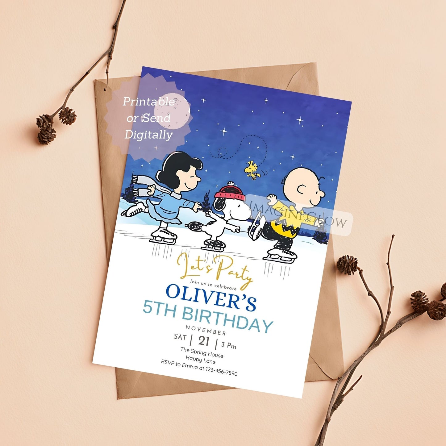 editable peanuts snoopy party invite template
