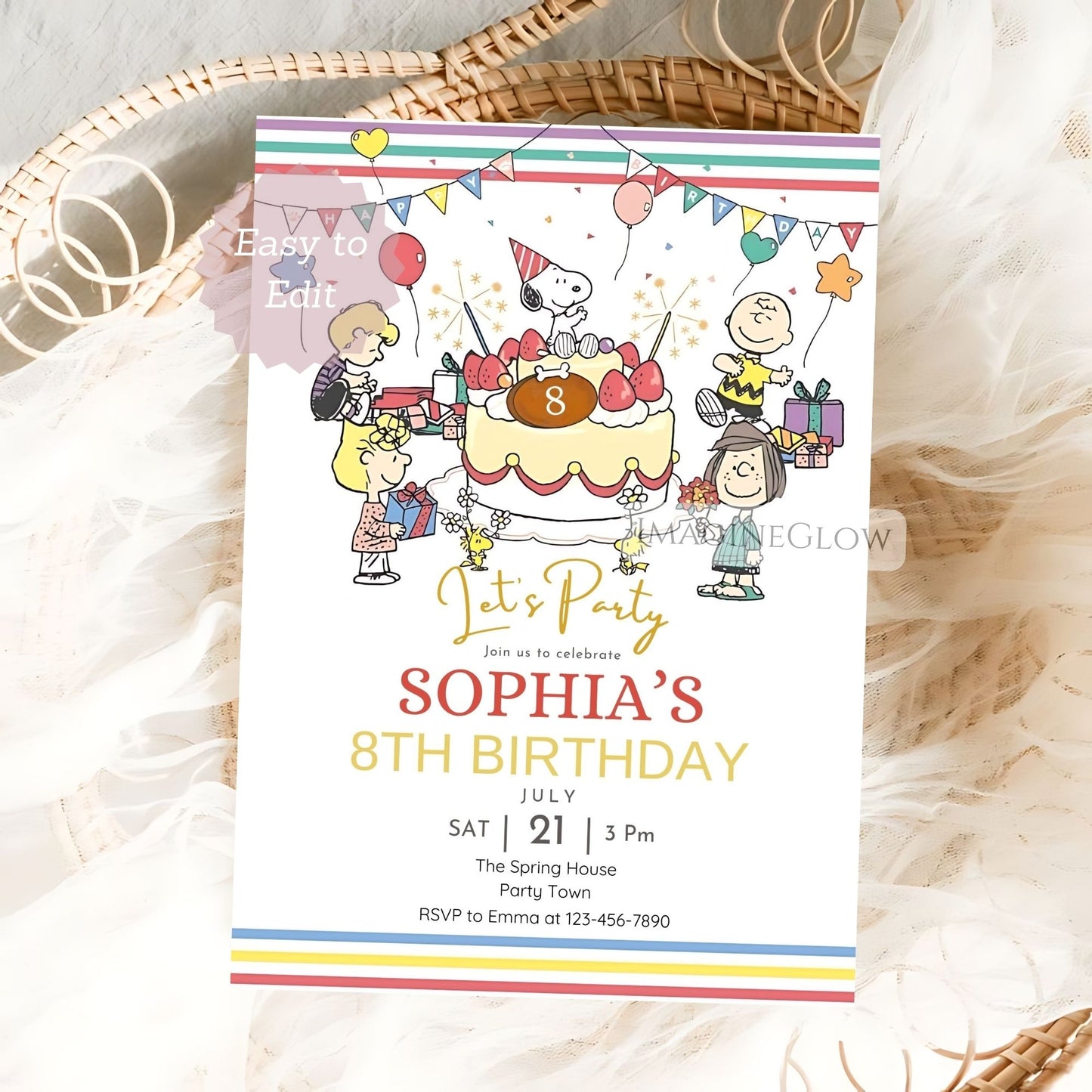 woodstock birthday party invite
