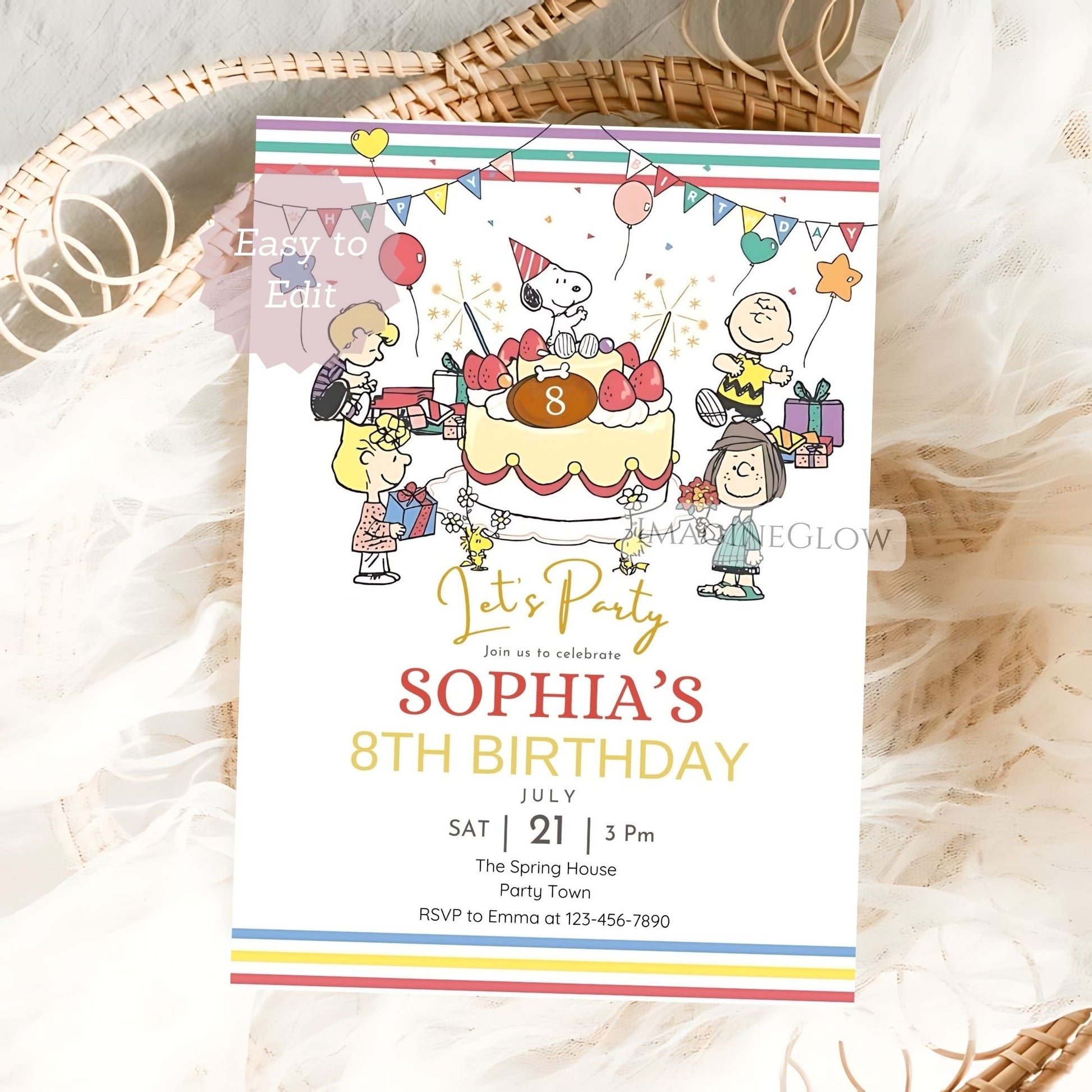 woodstock birthday party invite
