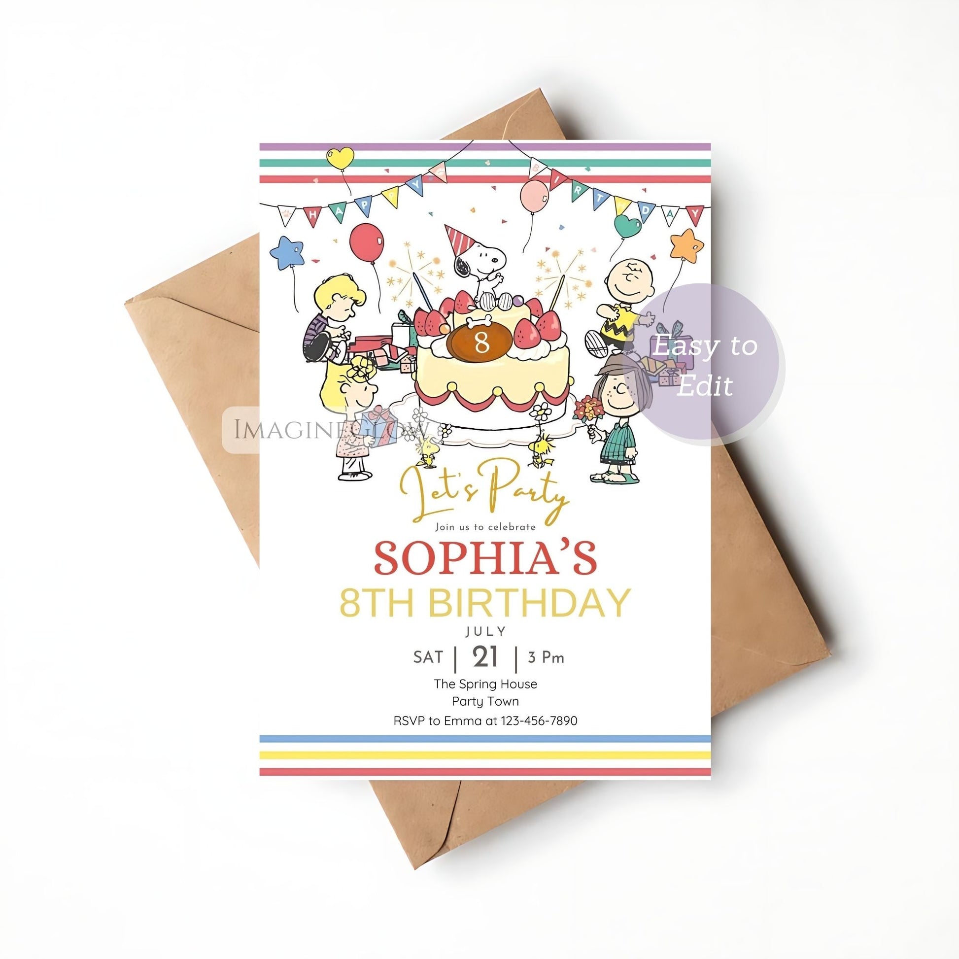 peanuts themed birthday card
