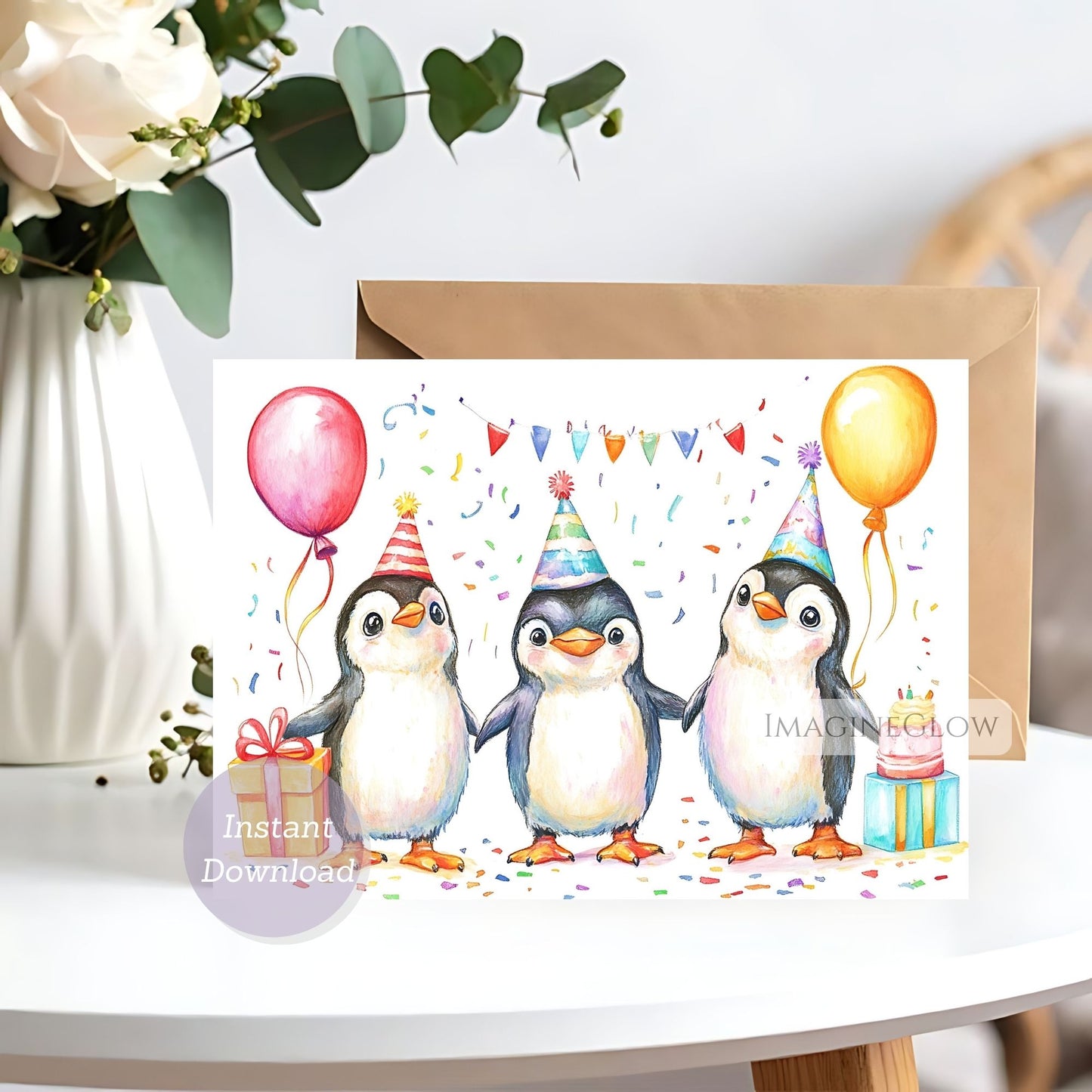 penguin birthday card
cute penguin greeting card
winter animal birthday printable


