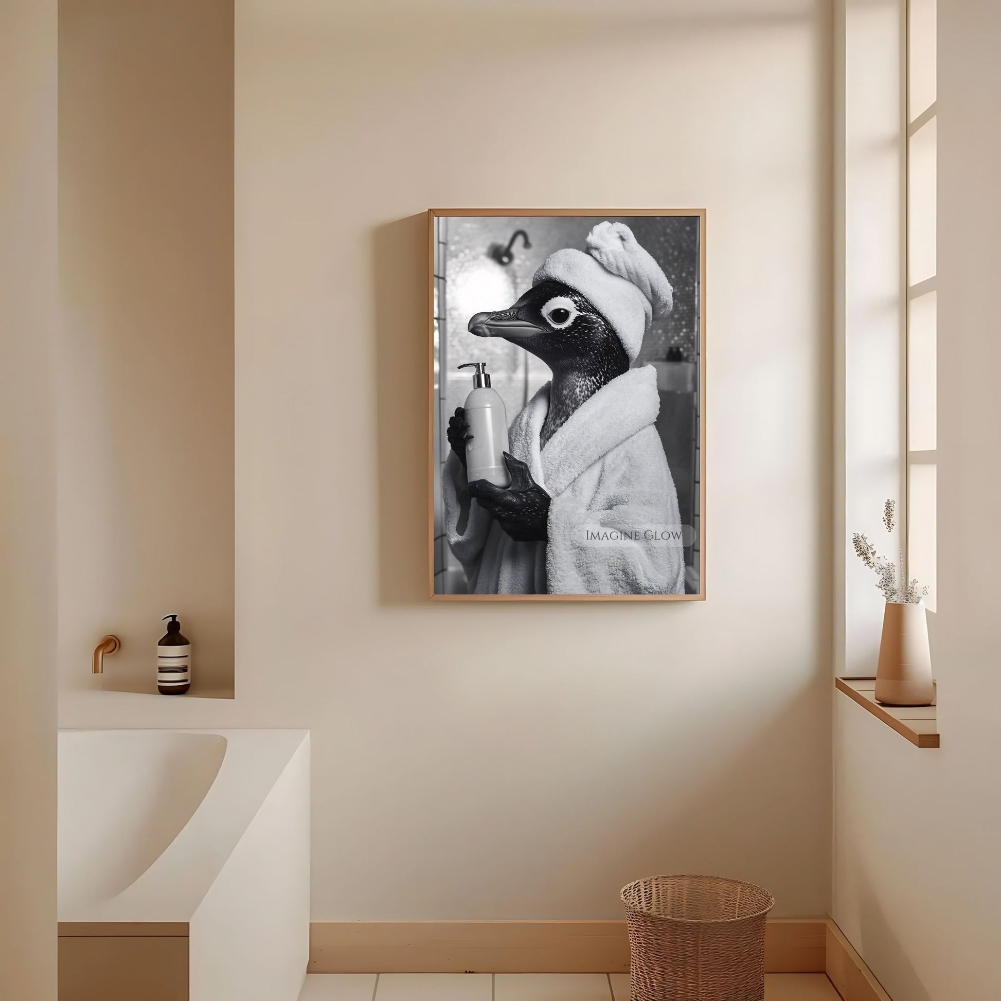 Black-and-white penguin wall decor
