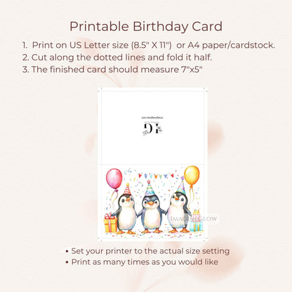 penguin digital birthday card
printable card with penguin design
funny penguin birthday message
penguin party animal card
