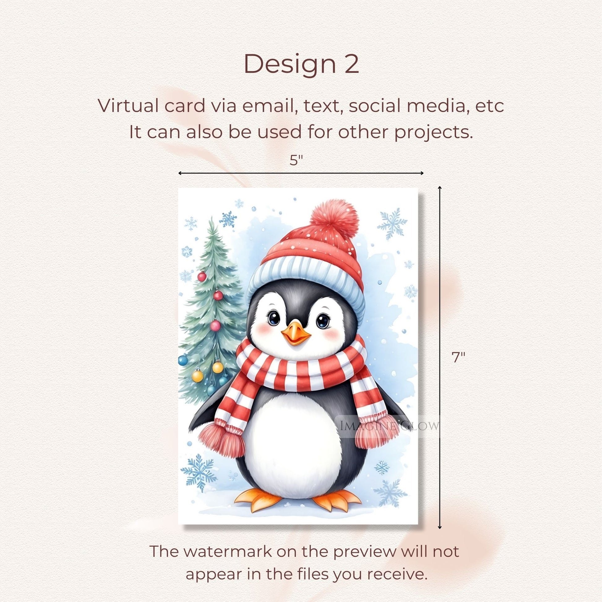penguin holiday card for christmas wishes