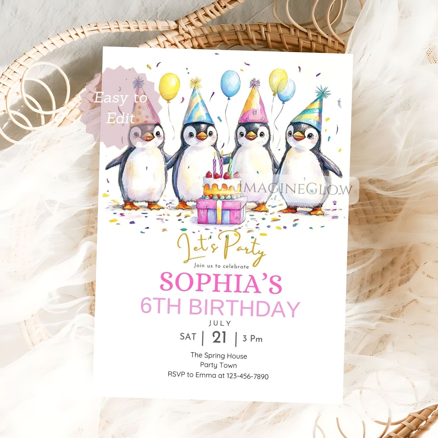 penguin birthday invitation printable template
editable penguin birthday invitation for kids
