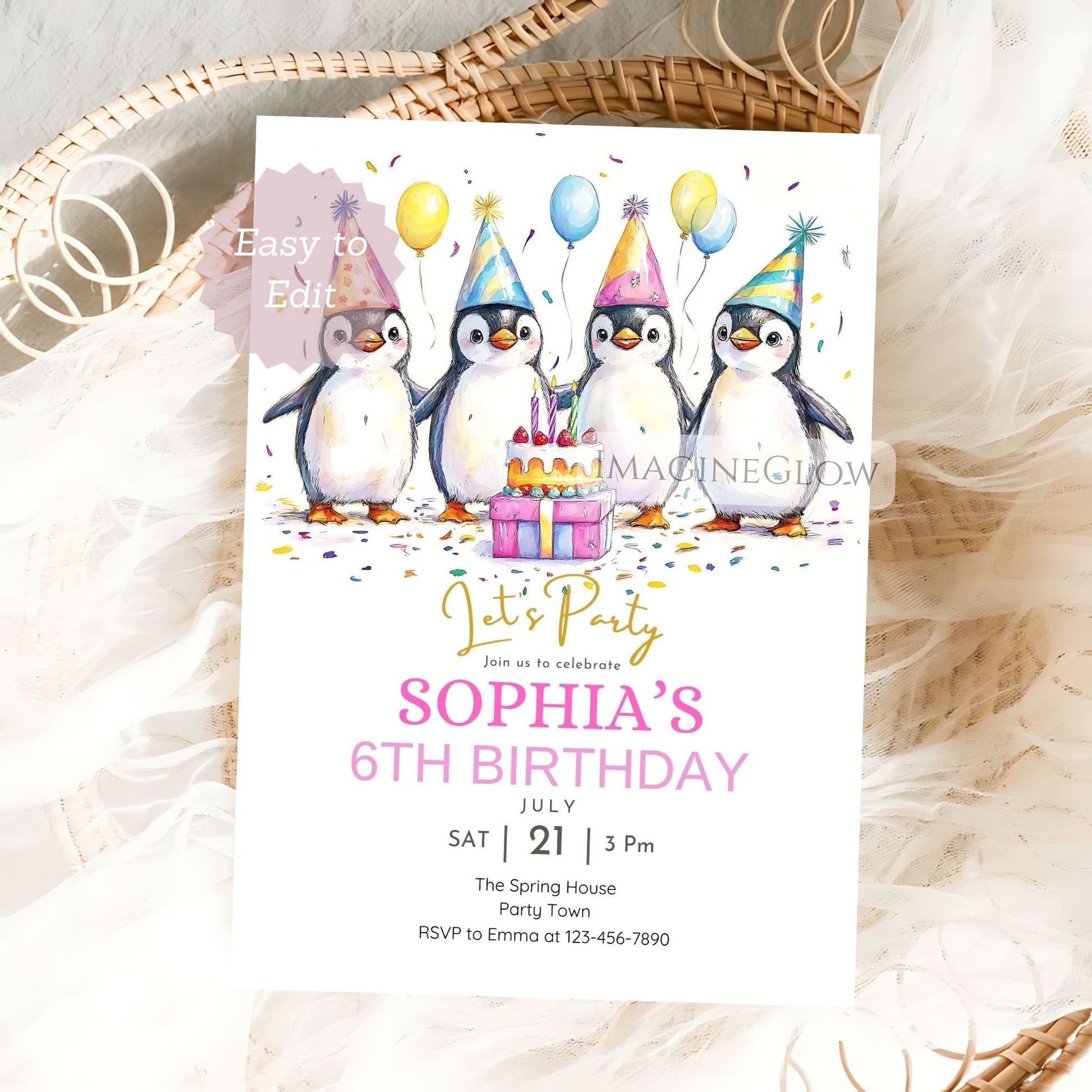 penguin birthday invitation printable template
editable penguin birthday invitation for kids
