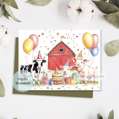farm animals birthday card
pig cow lamb sheep birthday card
cute barnyard birthday greeting
