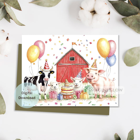 farm animals birthday card
pig cow lamb sheep birthday card
cute barnyard birthday greeting
