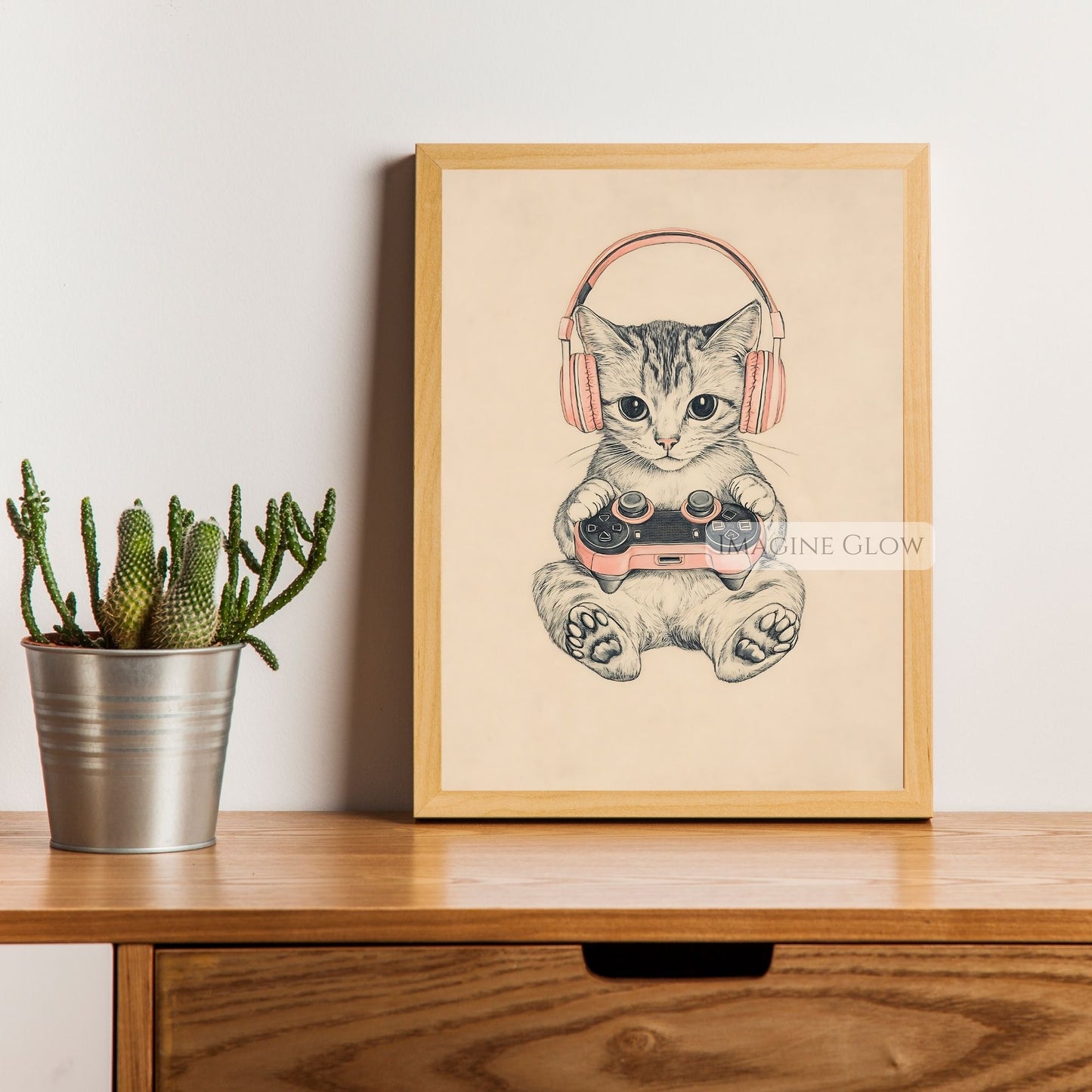 Pink-themed gamer cat for girls’ gaming rooms
